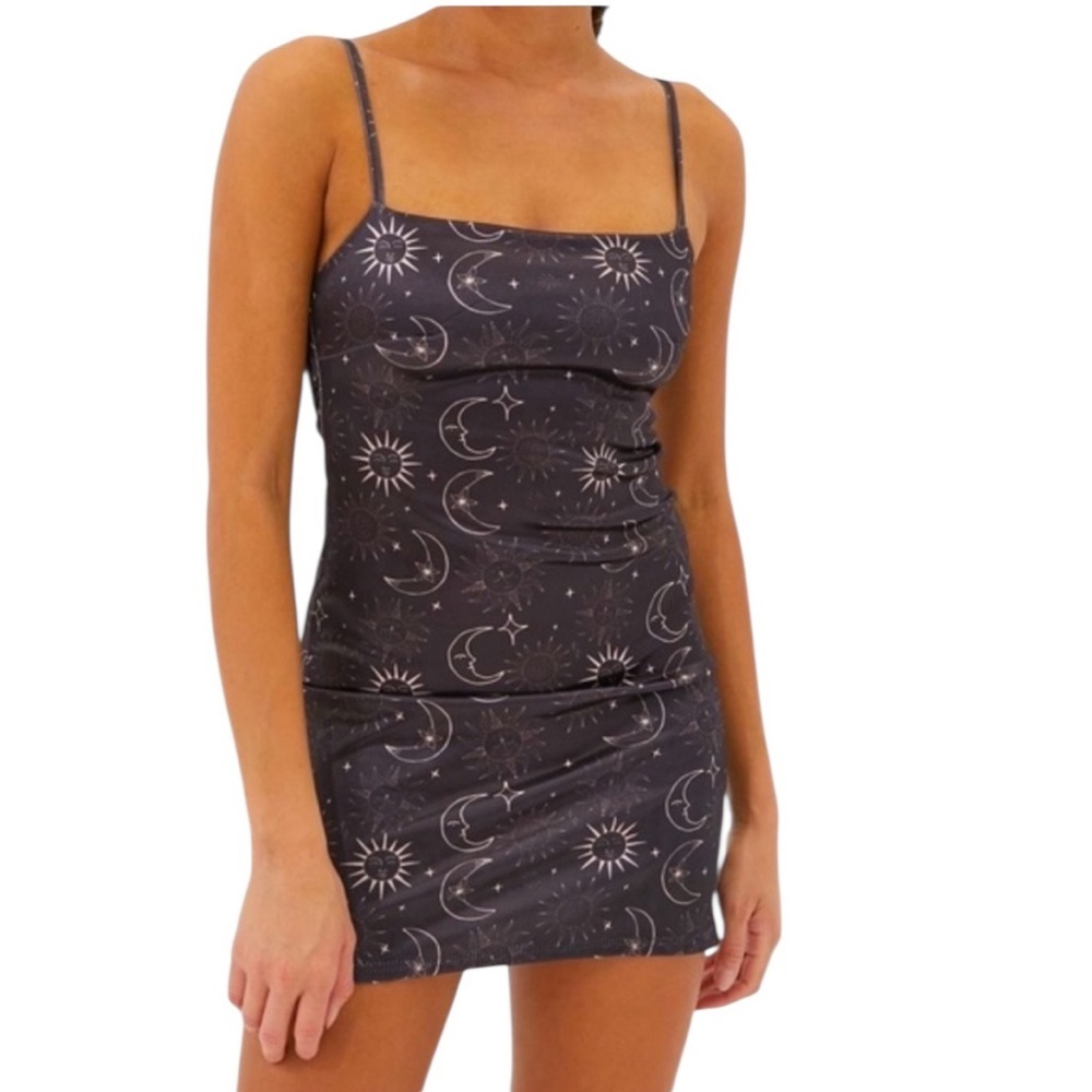 Urban Outfitters black & white celestial stars and moons mini dress